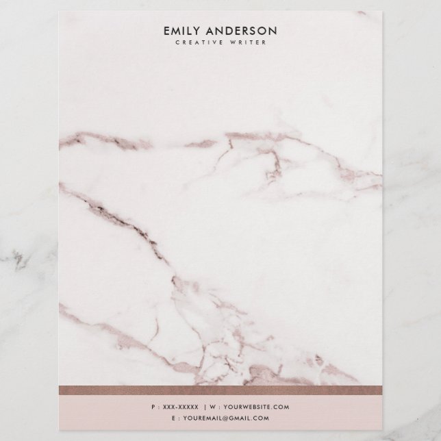 MODERN SOFT BLUSH PINK ROSE GOLD MARBLE TEXTURE BRIEFHOOFD (Voorkant)