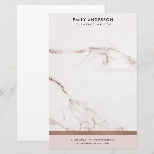 MODERN SOFT BLUSH PINK ROSE GOLD MARBLE TEXTURE BRIEFPAPIER (Voorkant / Achterkant)
