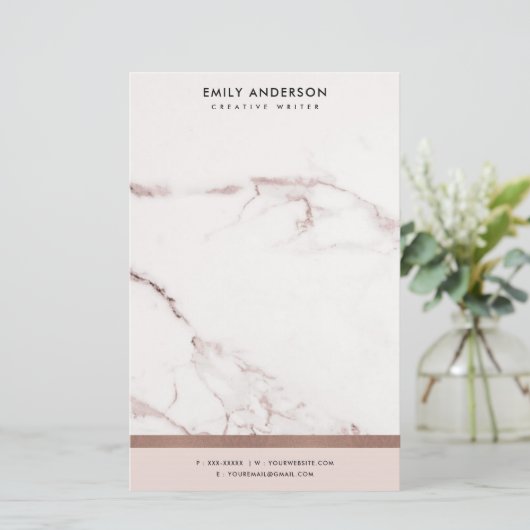 MODERN SOFT BLUSH PINK ROSE GOLD MARBLE TEXTURE BRIEFPAPIER (Staand voorkant)