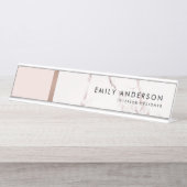 MODERN SOFT BLUSH PINK ROSE GOLD MARBLE TEXTURE BUREAU NAAMBORDJE (Voorkant)