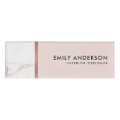 MODERN SOFT BLUSH PINK ROSE GOLD MARBLE TEXTURE NAAMBADGE (Voorkant)