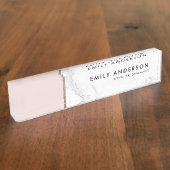 MODERN SOFT BLUSH PINK ROSE GOLD MARBLE TEXTURE NAAMBORDJE (Zijkant)