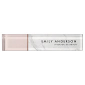 MODERN SOFT BLUSH PINK ROSE GOLD MARBLE TEXTURE NAAMBORDJE (Voorkant)