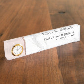 MODERN SOFT BLUSH PINK ROSE GOLD MARBLE TEXTURE NAAMBORDJE (Zijkant)