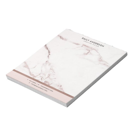 MODERN SOFT BLUSH PINK ROSE GOLD MARBLE TEXTURE NOTITIEBLOK (Linkerzijde)