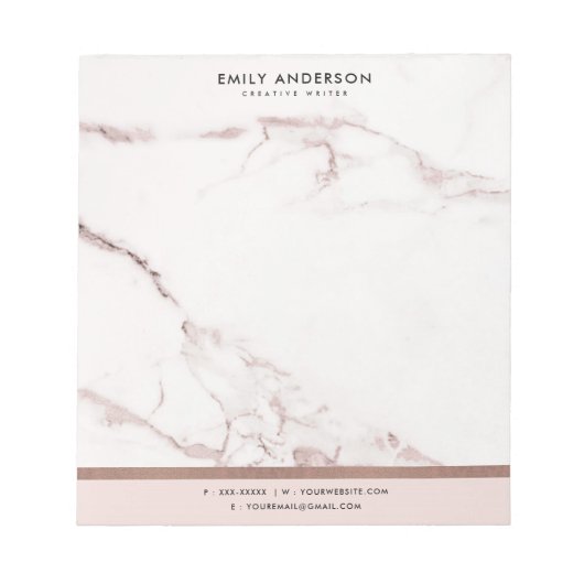 MODERN SOFT BLUSH PINK ROSE GOLD MARBLE TEXTURE NOTITIEBLOK (Voorkant)