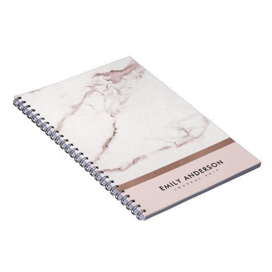 MODERN SOFT BLUSH PINK ROSE GOLD MARBLE TEXTURE NOTITIEBOEK (Rechterzijde)