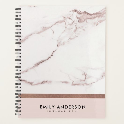 MODERN SOFT BLUSH PINK ROSE GOLD MARBLE TEXTURE PLANNER (Voorkant)