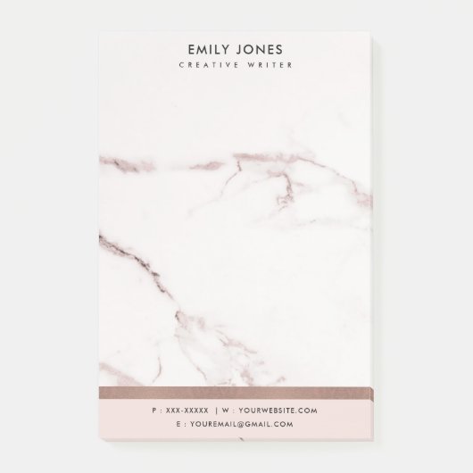 MODERN SOFT BLUSH PINK ROSE GOLD MARBLE TEXTURE POST-IT® NOTES (Voorkant)