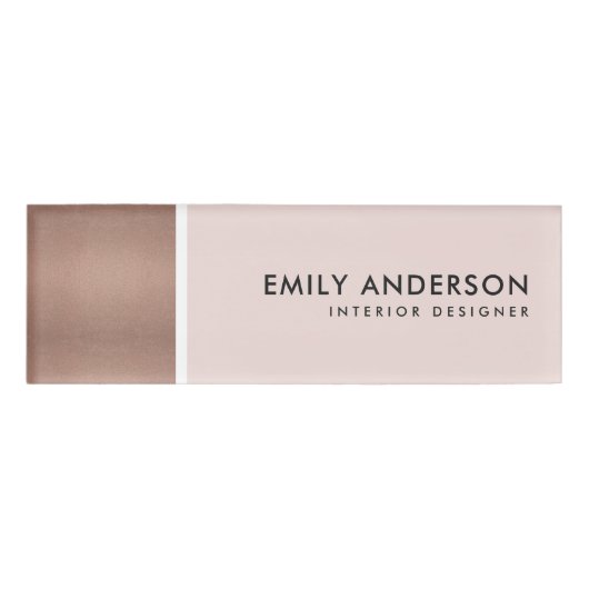 MODERN SOFT BLUSH PINK ROSE GOLD SHIMMER TEXTURE NAAMBADGE (Voorkant)