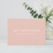 Modern Soft Blush Zakelijk Cadeaubon (Staand voorkant)
