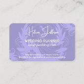 Modern Soft Lavendel Motief Logo Wedding Planner Visitekaartje (Voorkant)