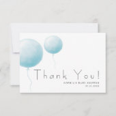 Modern Soft Pastel Blue Balloon Baby Boy Shower Bedankkaart (Voorkant)