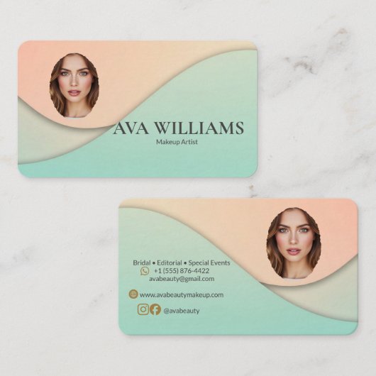 Modern Soft Pastel Makeup Artist Bridal Visitekaartje (Voorkant / Achterkant)