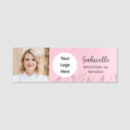 Modern Soft Pink Botanical Photo Script   Naamplaatje