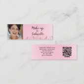 Modern Soft Pink Botanical Photo Script QR Code  Contactkaartje (Voorkant / Achterkant)