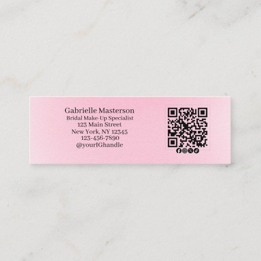 Modern Soft Pink Botanical Photo Script QR Code  Contactkaartje (Achterkant)