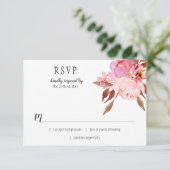 Modern Soft Pink Peonies Greenery RSVP | Kaartje (Staand voorkant)
