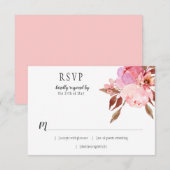 Modern Soft Pink Peonies Greenery RSVP | Kaartje (Voorkant / Achterkant)