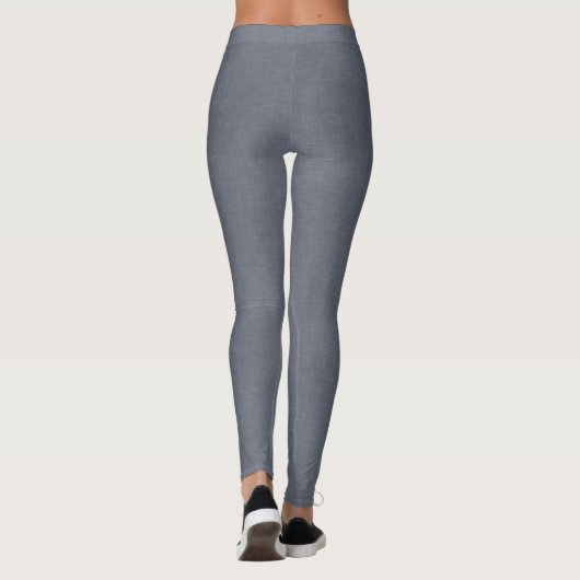 Modern Solid Blue Grey Linen Leggings (Achterkant)