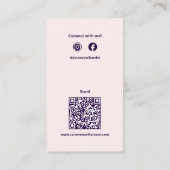 Modern Solid Blush Monogram QR Code Sociaal Visitekaartje (Achterkant)