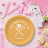 Modern Solid Pastel Oranje BABY-Q Baby shower BBQ Papieren Bordje (Feest)