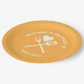 Modern Solid Pastel Oranje BABY-Q Baby shower BBQ Papieren Bordje (Gekanteld)