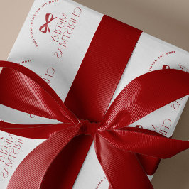 Modern solid red Christmas gift wrapping Satijnen Lint
