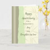 Modern Son and Daughter in Law Bruiloft Jubileum Kaart (Gele Bloem)