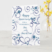 Modern Son & Son in Law Bruiloft Jubileum Kaart (Gele Bloem)