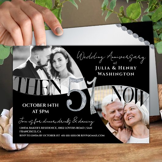 Modern Sophisticated 51st Wedding Anniversary Kaart