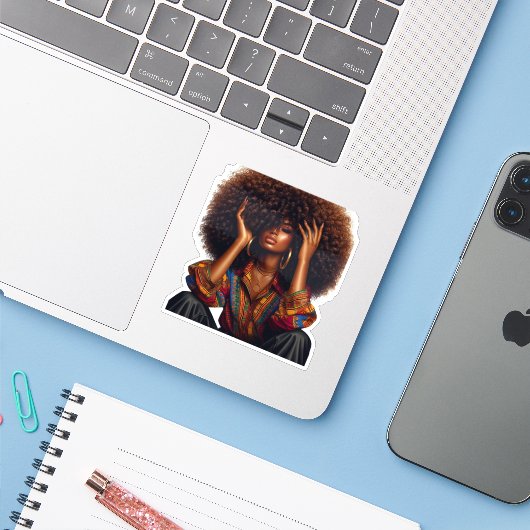 Modern Sophisticated Custom-Cut Vinyl Sticker (Laptop met iPhone)