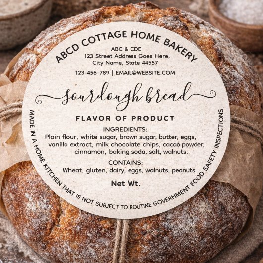 Modern sourdough brood Label Cottage wet Label