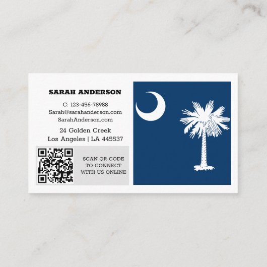 Modern South Carolina Visitekaartje, vlag/Verenigd Visitekaartje (Achterkant)