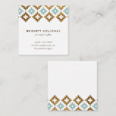 Modern Southwest Blanket Mint en Gold Glitter Vierkante Visitekaartje (Voorkant / Achterkant)