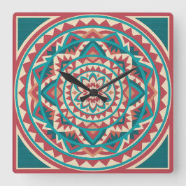 Modern Southwest Mandala Vierkante Klok