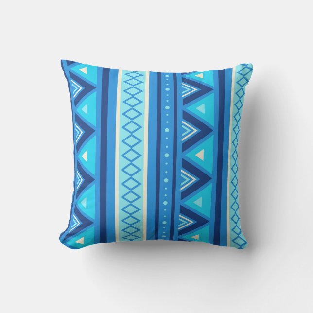 Modern Southwestern Geometric, Blue & Turquoise Buitenkussen (Voorkant)