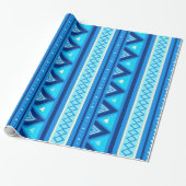Modern Southwestern Geometric, Blue & Turquoise Cadeaupapier (Uitgerold)