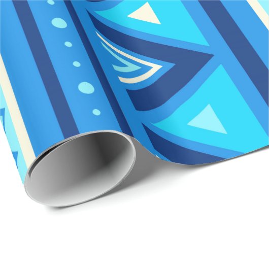 Modern Southwestern Geometric, Blue & Turquoise Cadeaupapier (Rol Hoek)
