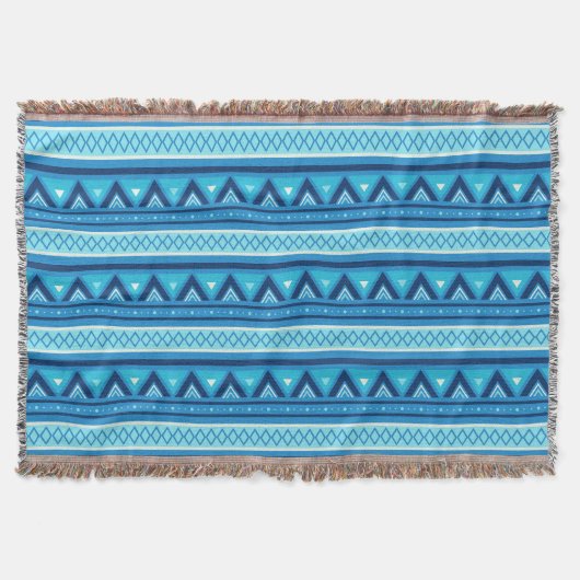 Modern Southwestern Geometric, Blue & Turquoise Deken (Voorkant)