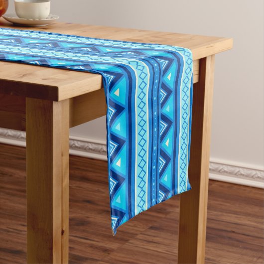 Modern Southwestern Geometric, Blue & Turquoise Korte Tafelloper (Voorbeeld)