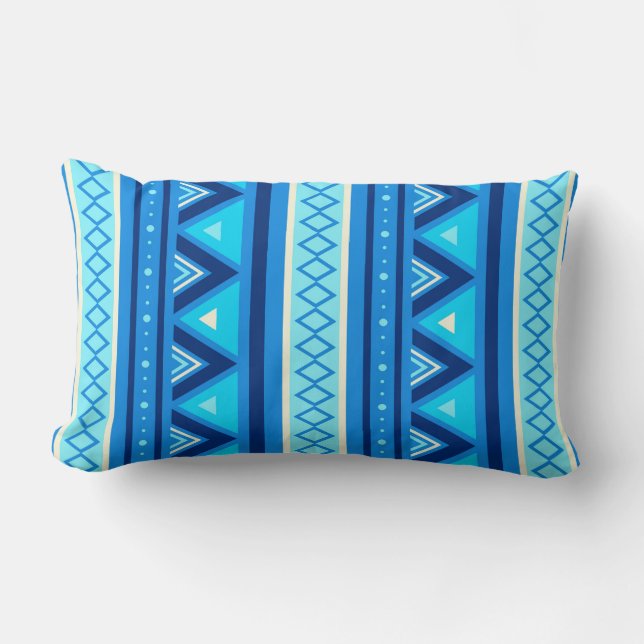 Modern Southwestern Geometric, Blue & Turquoise Kussen (Voorkant)