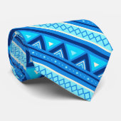 Modern Southwestern Geometric, Blue & Turquoise Stropdas (Opgerold)
