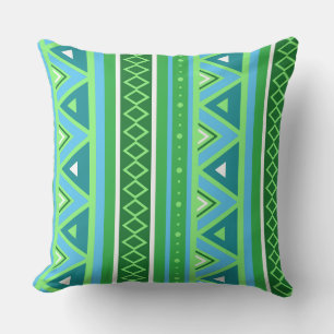 Modern Southwestern Geometric, Green en Aqua Buitenkussen