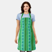 Modern Southwestern Geometric, Green en Aqua Schort (Gedragen)