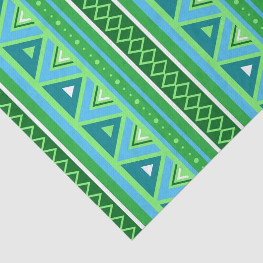Modern Southwestern Geometric, Green en Aqua Tissuepapier (Detail)
