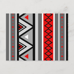 Modern Southwestern Geometric, Red & Grey/Grey Briefkaart