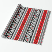Modern Southwestern Geometric, Red & Grey/Grey Cadeaupapier (Uitgerold)