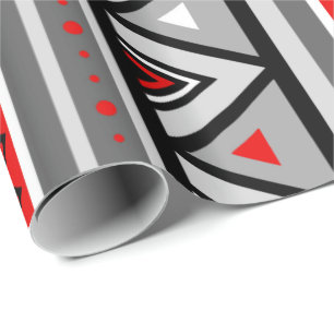 Modern Southwestern Geometric, Red & Grey/Grey Cadeaupapier