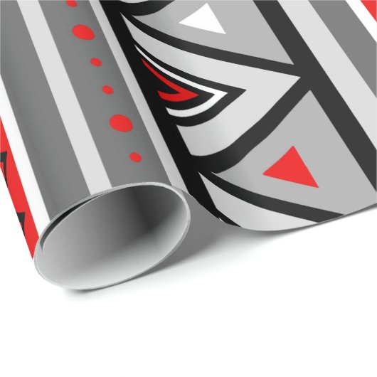 Modern Southwestern Geometric, Red & Grey/Grey Cadeaupapier (Rol Hoek)